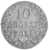 10 groszy 1831, Warszawa, odmiana- łapy Orła proste, bez żołędzia przy skrzyżowaniu gałązek, Plage..