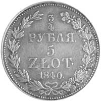 3/4 rubla = 5 złotych 1840, Warszawa, Plage 365, patyna