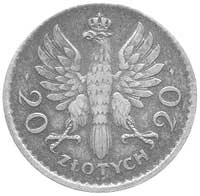 20 złotych 1925, Głowa Kobiety, Parchimowicz P-164 d, nakład nieznany, mosiądz, 3,47 g, rzadkie