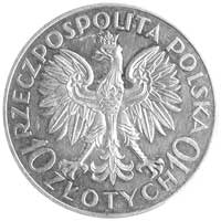 10 złotych 1933, Traugutt, bez napisu PRÓBA, moneta wybita stemplem lustrzanym, Parchimowicz P-155..