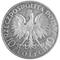 10 złotych 1933, Sobieski, bez napisu PRÓBA, moneta wybita stemplem lustrzanym, Parchimowicz P-153..