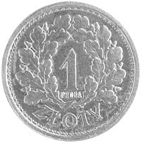 1 złoty 1928, Nominał w wieńcu, wypukły napis PRÓBA, bez znaku mennicy, Parchimowicz P-126, wybito..