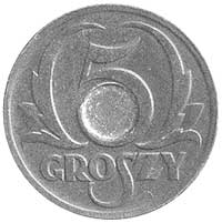 5 groszy 1939, Warszawa, Parchimowicz 9 b, nakład nieznany, cynk, 1.75 g, moneta bez otworu z zazn..