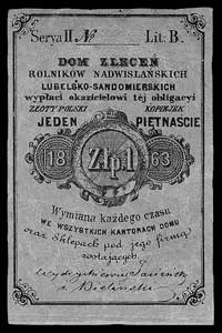 Lublin- Dom Zleceń Rolników Nadwiślańskich Lubelsko- Sandomierskich, 1 złoty / 15 kopiejek 1863, J..