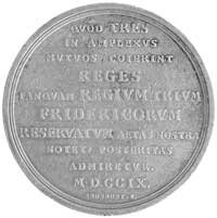 medal autorstwa H.P. Groskurta wybity w 1709 r. z okazji przymierza trzech Fryderyków; władców Dan..