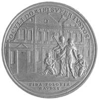 medal autorstwa Oexleina wybity z okazji porwania króla Stanisława Augusta w 1771 r., Aw: Król w s..
