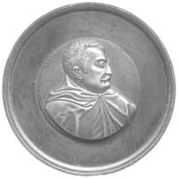jednostronny medal Jana Zamoyskiego; W medalionie popiersie Zamoyskiego w prawo, brąz lany i cyzel..