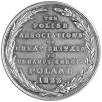 medal patriotyczny autorstwa Hallidaya wybity staraniem Komitetu Londyńskiego 1833 r., Aw: Stojące..