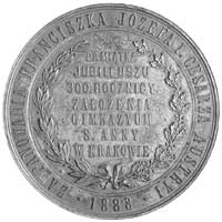 medal autorstwa J. Schwendtnera z okazji 300-lecia Gimnazjum św. Anny w Krakowie 1888 r., Aw: Św. ..