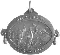 jednostronny medal na 122 lecie rzezi Pragi 1916