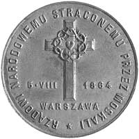 Warszawa- na pamiątkę Rządu 1864 r. i Legionów 1916 r., Aw: Krzyż z sercem i wieńcem cierniowym, d..