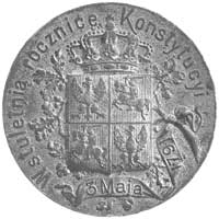 medal- 100-lecie Konstytucji 3 Maja 1891 r., Aw: Tarcza herbowa Rzeczypospolitej i napis w otoku, ..