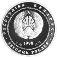 zestaw srebrnych monet 10-rublowych z 1998 r, monety wybito z okazji 200 rocznicy urodzin Adama Mi..