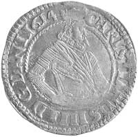 1 marka 1614, Aw: Półpostać, Rw: Poziome napisy, powyżej herb, w otoku napis przedzielony znakiem ..