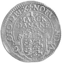 1 marka 1617, Aw: Półpostać, Rw: Poziome napisy, poniżej herb, w otoku napis przedzielony znakiem ..