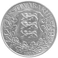 1 korona 1933, Aw: W wieńcu herb państwowy, Rw: Lira na tle budynku