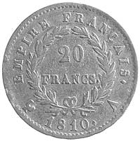 20 franków 1810, Paryż, Aw: Głowa, Rw: W wieńcu nominał i napis w otoku, Fr.511, Gad.1025, złoto, ..
