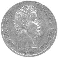 Karol X 1824-1830, 40 franków, Paryż, Aw: Głowa, Rw: W wieńcu ukoronowany herb, poniżej data, Fr.5..