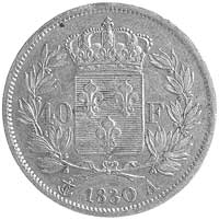 Karol X 1824-1830, 40 franków, Paryż, Aw: Głowa, Rw: W wieńcu ukoronowany herb, poniżej data, Fr.5..