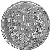 10 franków 1854, Paryż, Aw: Głowa, Rw: Napisy w 