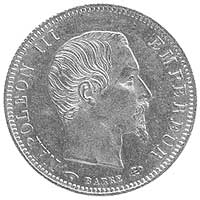 5 franków 1858, Paryż, Aw: Głowa, Rw: Napisy w w