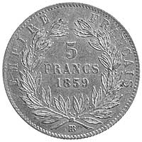 5 franków 1859, Strasbourg, Aw i Rw j.w., Fr.579, Gad.1001, złoto, 1.60 g