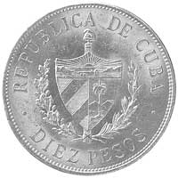 10 peso 1916, Aw: Głowa, Rw: Herb i napis w otok