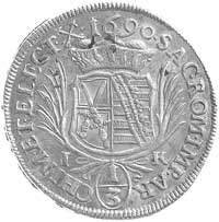 Johann Georg III 1680-1691, 1/3 talara 1690, Aw: Popiersie, Rw: Herb, poniżej litery I-K, w otoku ..
