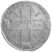 rubel 1723, Aw: Popiersie, Rw: Poczwórny monogram w kształcie krzyża, Uzdenikow 610