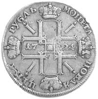 rubel 1724, Aw: Popiersie, Rw: Poczwórny monogram w kształcie krzyża, Uzdenikow 619