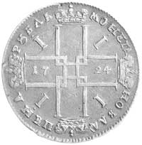 rubel 1724, Aw: Popiersie, Rw: Poczwórny monogram w kształcie krzyża, Uzdenikow 617