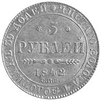 Mikołaj I 1825-1855, 5 rubli 1842, Petersburg, Fr.138, Uzdenikow 219, złoto, 6.53 g