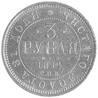 3 ruble 1874, Petersburg, Fr.147, Uzdenikow 264, złoto, 3.91 g