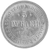 Aleksander III 1881-1894, 5 rubli 1885, Petersburg, Fr.148, Uzdenikow 289, złoto, 6.52 g