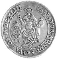 Krystyna 1632-1654, talar, Aw: Popiersie królowej, Rw: Stojący Chrystus z globem, w polu ukoronowa..