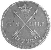 Gustaw IV Adolf 1792-1809, 1/2 skilinga 1794, Avesta, Aw: Ukoronowany monogram królewski, w polu t..