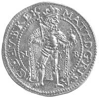 dukat 1614, Nagybánya, Aw: Stojący król i litery N-B, Rw: Madonna, Huszar 1085, Fr. 37, złoto, 3.4..