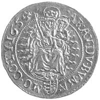 dukat 1654, Krzemnica, Aw: Stojący król i litery K-B, Rw: Madonna, Huszar 1216, Fr. 48, złoto, 3.4..