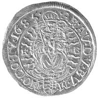 dukat 1685, Krzemnica, Aw: Stojący król i litery K-B, Rw: Madonna i litery K-B, Huszar 1323, Fr. -..