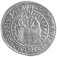 dukat 1687, Nagybánya, Aw: Stojący król i litery N-B / P-O, Rw: Madonna, Huszar 1328, Fr. 51, złot..