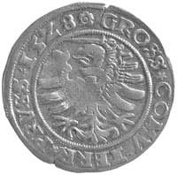 grosz 1528, Toruń, Kurp. 260 R, Gum. 525, T. 2, rzadki, pierwszy portret królewski na monecie gros..