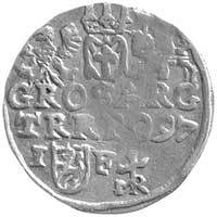 trojak 1597, Lublin, litery MR z krzyżem po prawej strony herbu Lewart, Wal LXXX4 R, Kurp. 981 R1