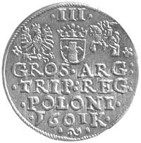 trojak 1601, Kraków, popiersie króla w lewo, Wal. XCI 5, Kurp. 1256 R4, rzadki i ładnie zachowany