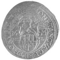 ort 1654, Toruń, Kurp. 992 R1, Gum. 1943, T. 5, moneta niedokładnie odbita, wada blachy, rzadka