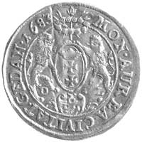 dukat 1683, Gdańsk, H-Cz. 2479 R1, Fr. 36, złoto, 3.50 g, lekko gięty