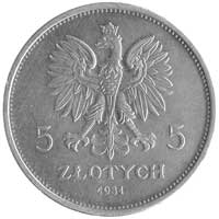 5 złotych 1931, Nike, wklęsły napis PRÓBA, Parchimowicz nie notuje tej monety, nakład nieznany, sr..