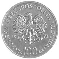 100 złotych 1973, Mikołaj Kopernik, wypukły napis PRÓBA, moneta wybita stemplem zwykłym, Parchimow..