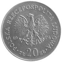 20 złotych 1974, Marceli Nowotko, wypukły napis PRÓBA, Parchimowicz P-301b, miedzionikiel, 10.03 g..