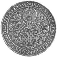 talar 1659, Brzeg, F.u.S. 1778, Dav. 7730, ślad po naprawianiu tła monety, ciemna patyna