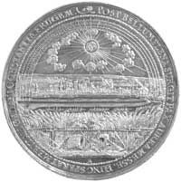 medal na Pokój Oliwski 1660 r., autorstwa Jana Höhna jun., Aw: Łan zboża w którym złożona jest bro..